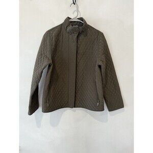 Hilary Radley Brown Green Quilted Jacket Coat Women’s Small Zip Up
